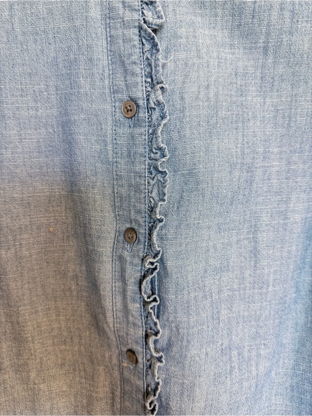 J. Crew 100% Cotton Light Blue Chambray Puff Sleeve Button-Up Blouse